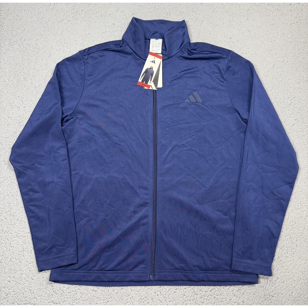Adidas Track Jacket Mens Medium Blue Tricot Full Zip Athletic Training KD3630‎